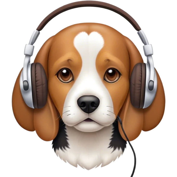 Beagle wearing headphones emoji