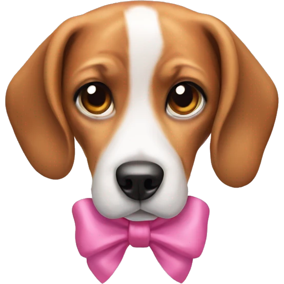 Beagle dog with a pink bow in both ears emoji