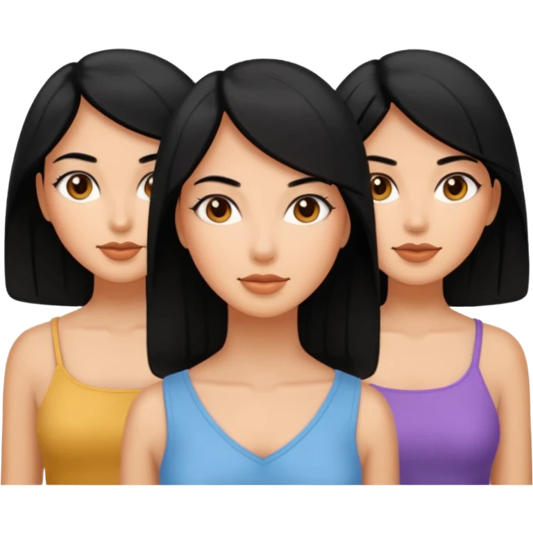 3 mujeres de pelo lacio negro  emoji