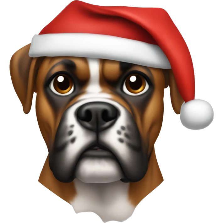 Boxer wearing a Santa hat emoji