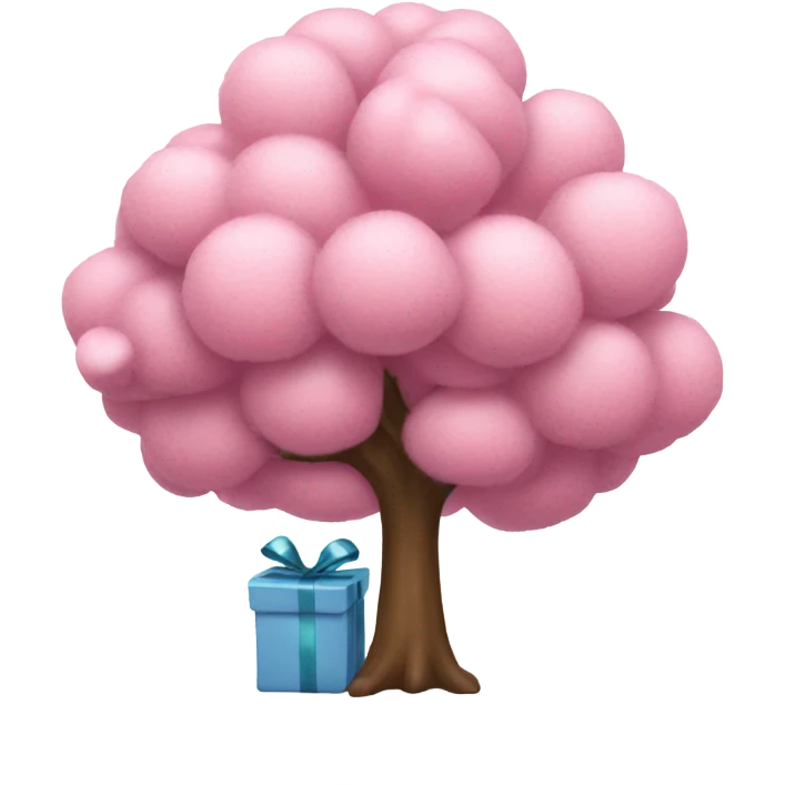 pink tree with white present emoji