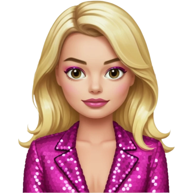 Maggot Robbie with long blonde hair, dark pink sequin outfit emoji