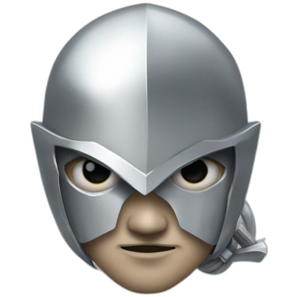 A warlike archer made of silver with a silver face turned sideways emoji