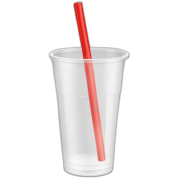 plastic straw red and white, no glass, white background emoji
