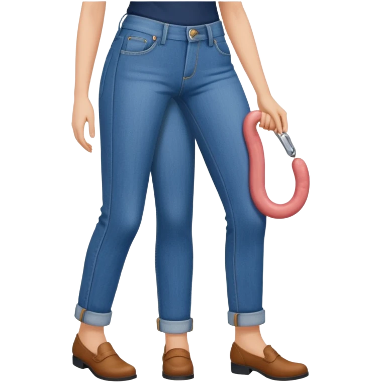 Woman holding husbands penis on pants emoji