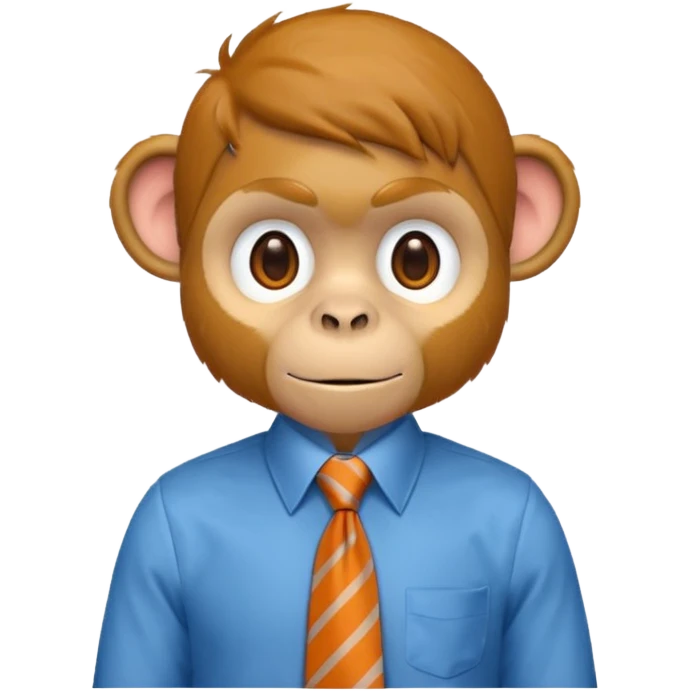 orange monkey with blue shirt,brown tie emoji