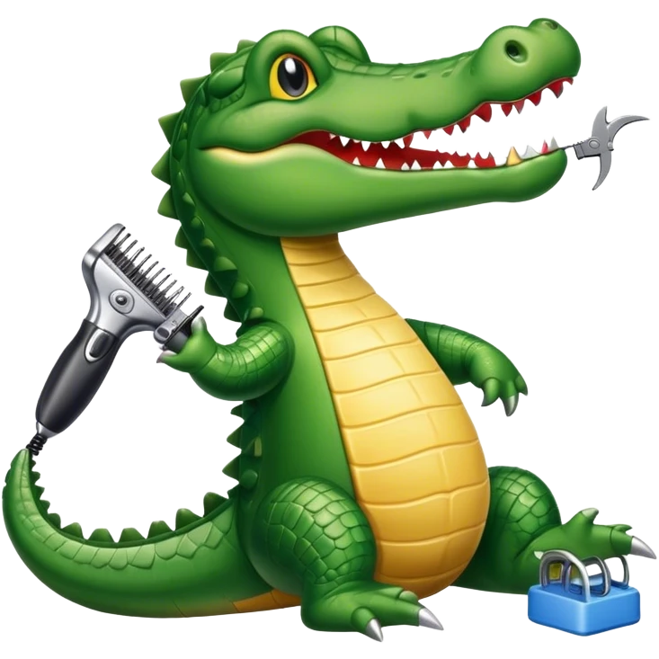 Alligator with hair clippers emoji