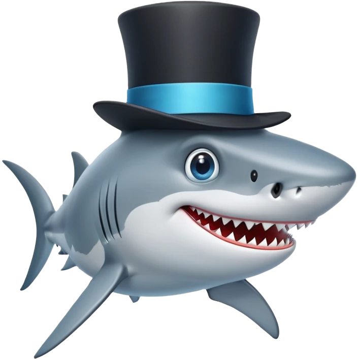 Shark with a top hat emoji