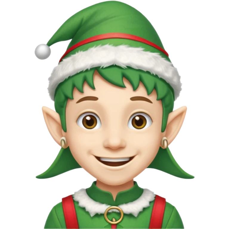 duende navideño con una sonrisa amplia y ortodoncia emoji