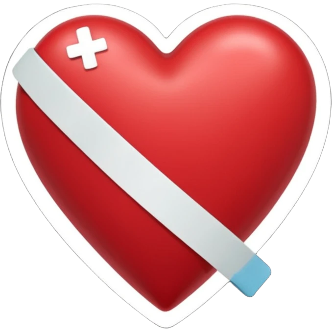 a dark red heart glued together with a Band-aid emoji