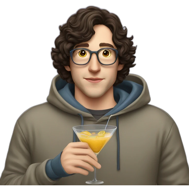 josh brener realistic with hoodie sipping martini emoji