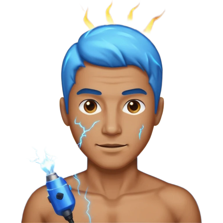 Man producing electric emoji