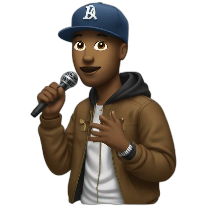 A rapper with a microphone emoji