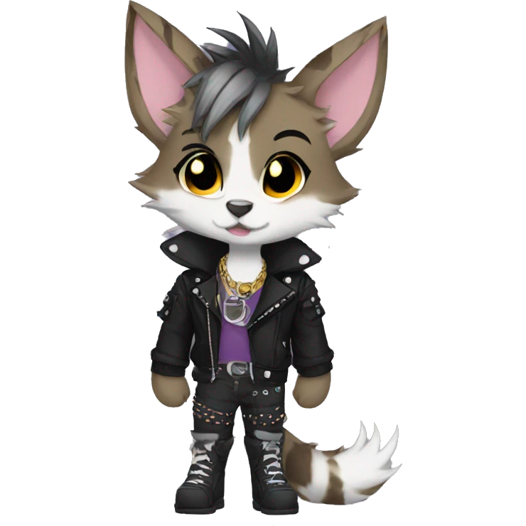 Anthro Punk Fursona Collar full body emoji