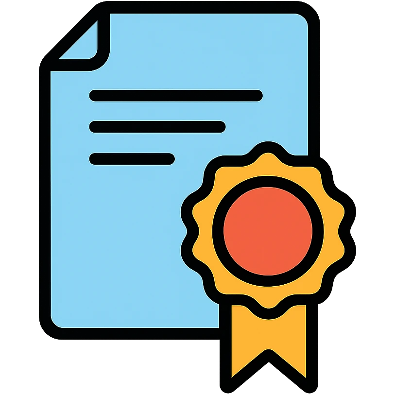 Document icon with official stamp or seal, symbolizing business registration and authorization emoji