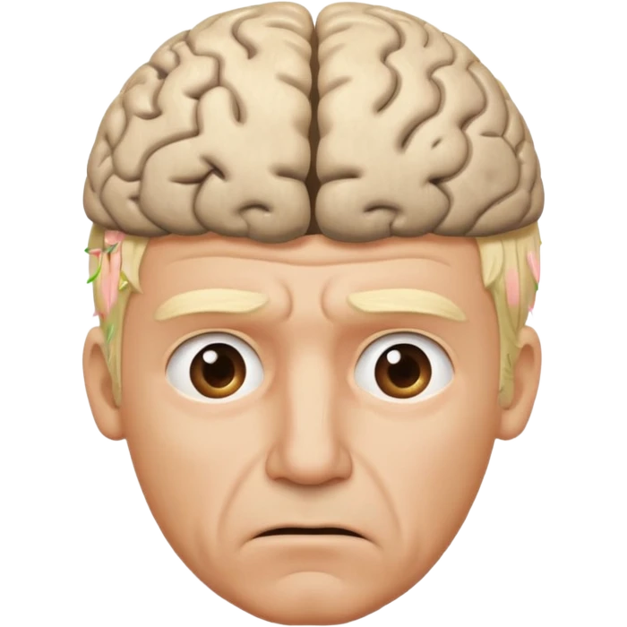 a worried blond man that dont know what to do and with the brain out of your opened head emoji