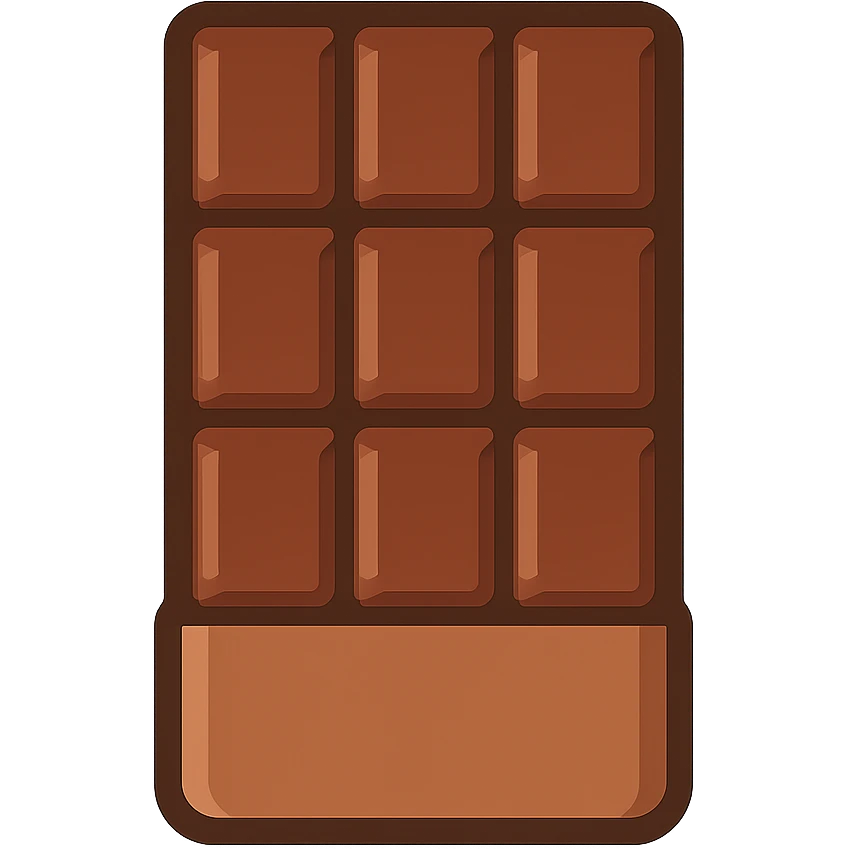 flat toon style chocolate bar with simple shapes emoji