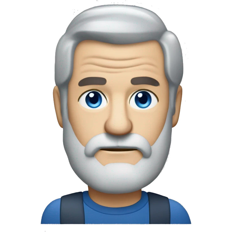 stanley kubrick grey hair long beard blue eye short hair head behind laptop big fore head emoji