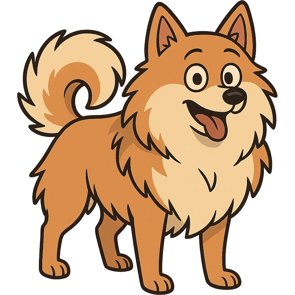 flat toon style German Spitz dog emoji