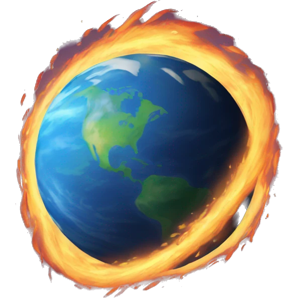 Earth as a comet flaming streak emoji