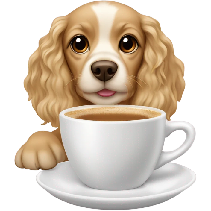 blonde spaniel drinking capucino emoji