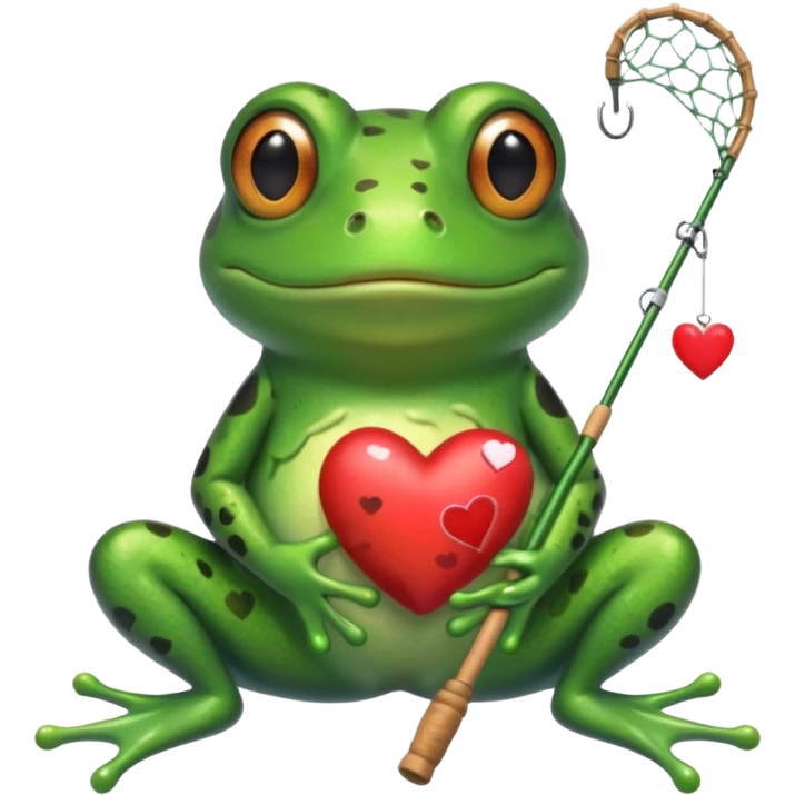 Frog fishing love emoji