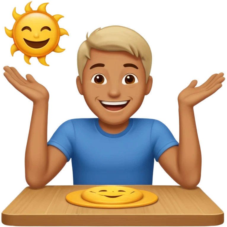 A man is laughing and banging with both hands on the table in front of him emoji