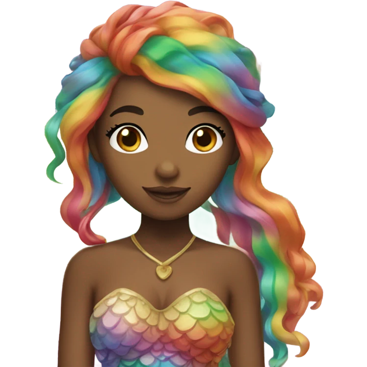 rainbow hair mermaid with brown skin  emoji