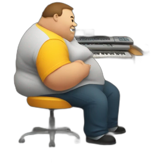 obese person in a cellar typing on a keyboard emoji