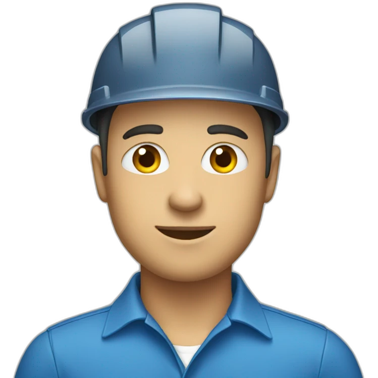 employee wearing blue shirt and blue helmet emoji