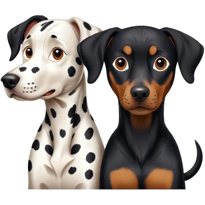 2 adults dogs : 1 Dalmatian + 1 dobermann emoji