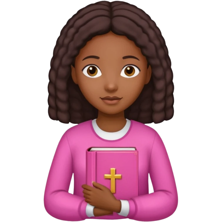 black girl holding a pink Holy Bible  emoji