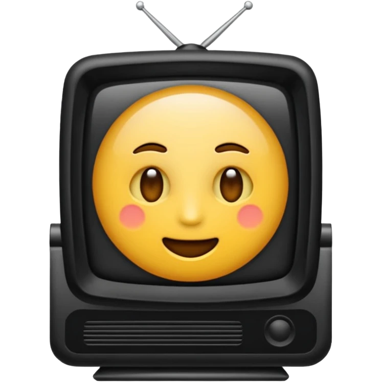 черный телевизор с зеленым экраном и пиксельным рисунком на экране emoji
