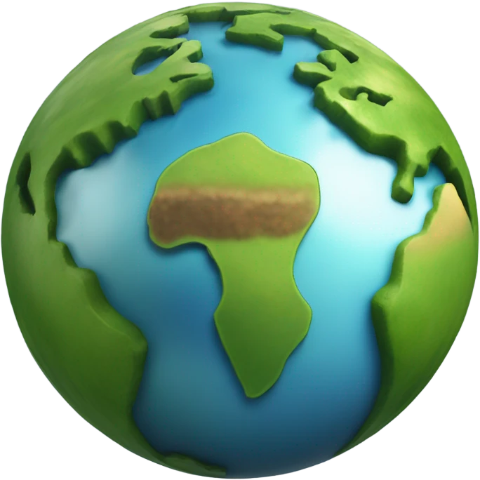 simple earth but with 3d elements sticking up from the surface a bit detailed realistic glossy emoji