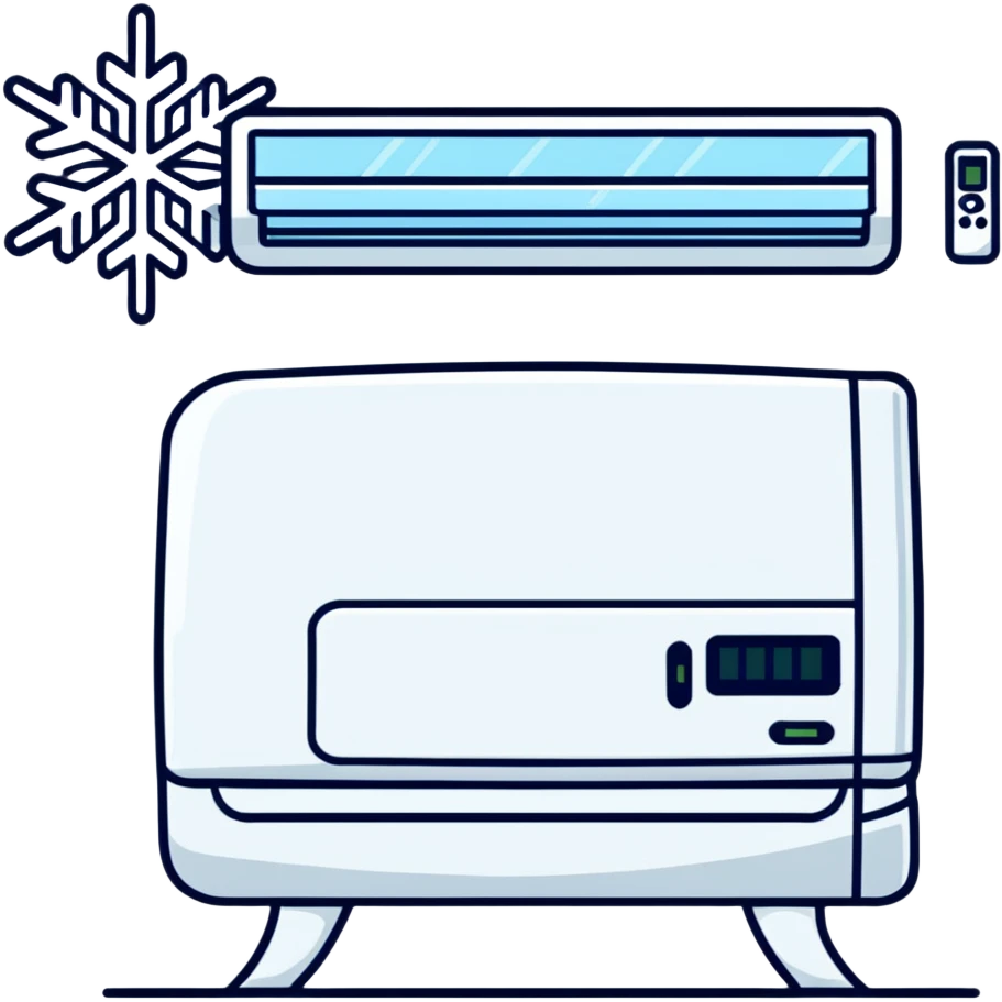 split system air conditioner with snowflake symbol emoji
