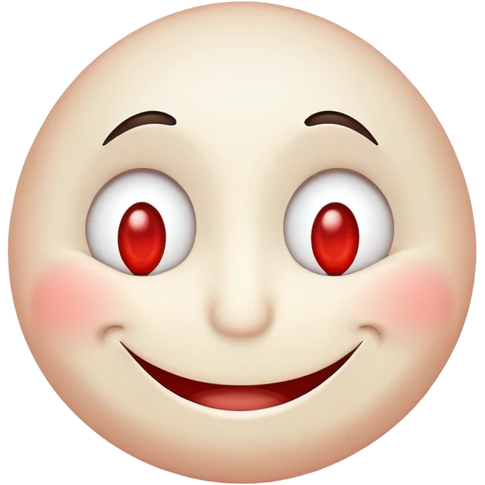 Relaxed smiley face with droopy red eyes, a lazy smile, looking high emoji