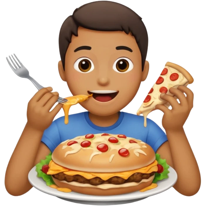 person eating a large amount of food emoji