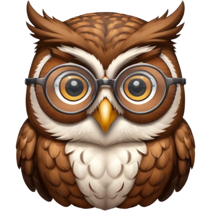 Owl with reading glasses emoji