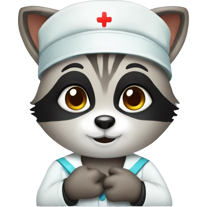 Cute raccoon nurse emoji