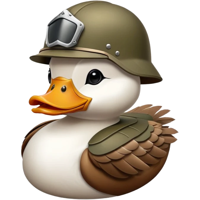 Duck flying with army helmet on emoji