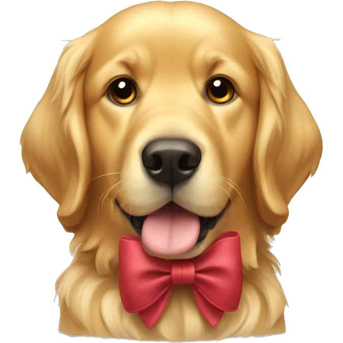 Golden retriever with a bow emoji