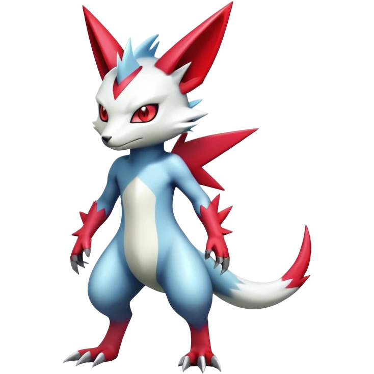 Cool Edgy Shiny Futuristic Ethereal Legendary Digimon-Sneasel-Zangoose-hybrid full body emoji