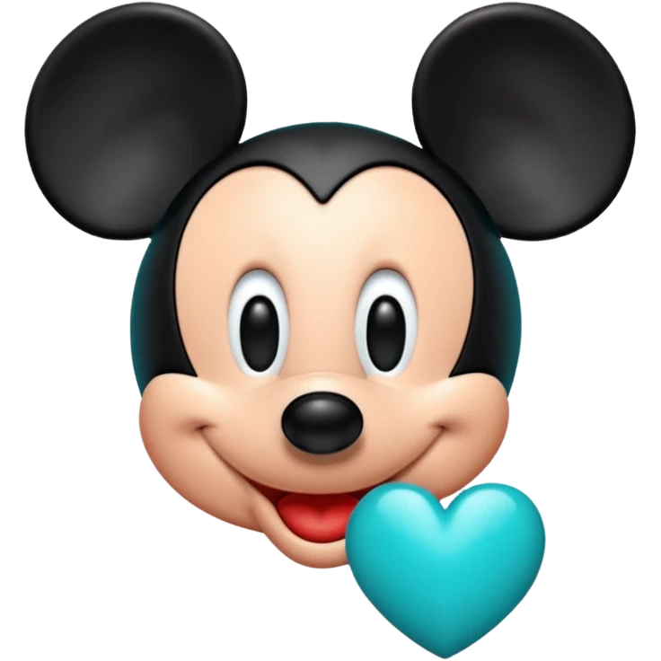 Mickey with a teal blue heart  emoji
