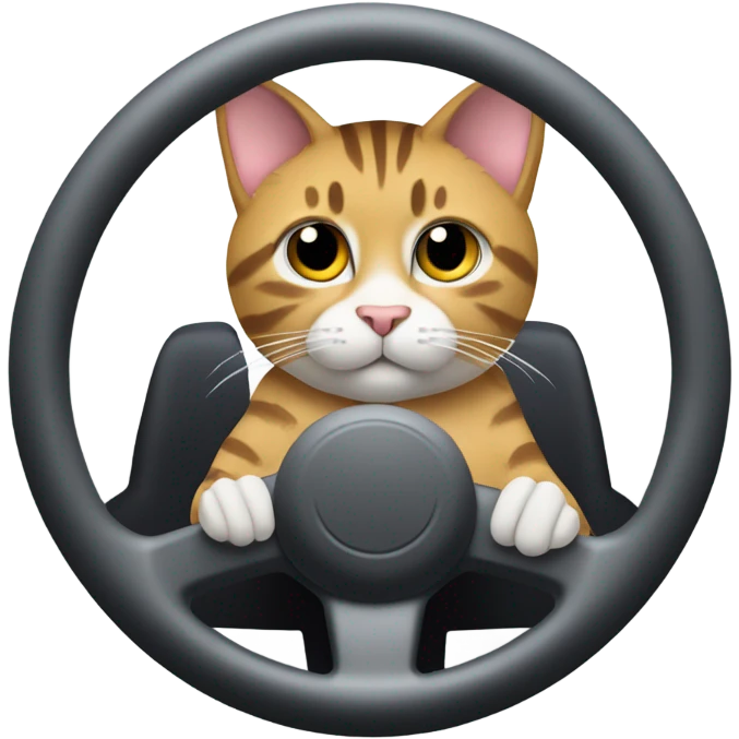 Tabby cat driving  emoji