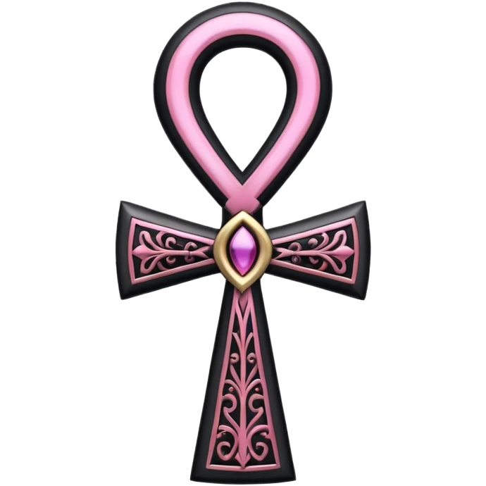 Pink and black ankh emoji
