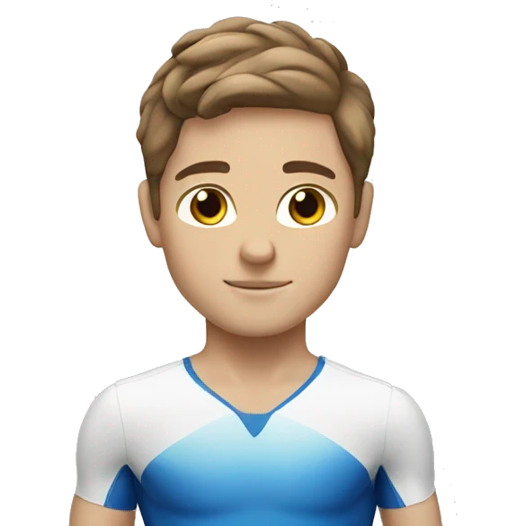 gymnastics white boy with brown hair and brown eyes emoji