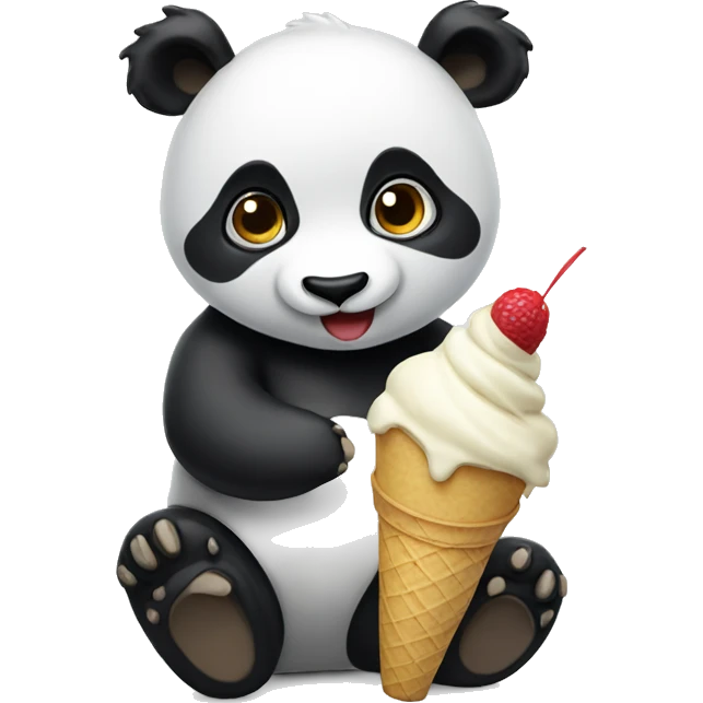 Panda eating ice cream emoji