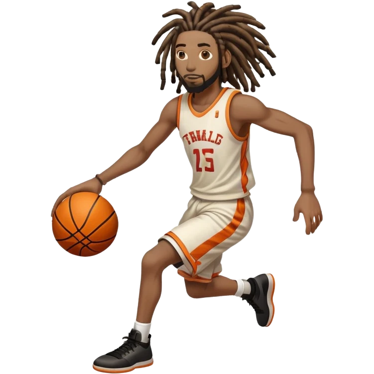Black guy with dreads playing basketball emoji