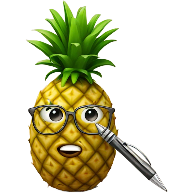 A Pineapple with a pen making a house emoji