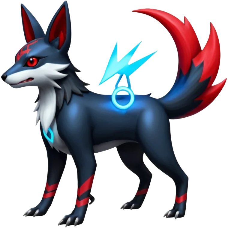 Futuristic Mature Realistic Shiny Cool Edgy Handsome Badass Zangoose-Electrike-Umbreon-Houndoom-Genesect-Pokémon-Fakémon-hybrid-creature emoji